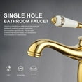 thumbnail image 3 of Ceramic Antique Brass Bathroom Sink Faucet with Floral Pattern, 3 of 7
