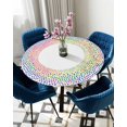 thumbnail image 5 of nqOlkjepod Polka Dot Round Tablecloth, Fitted Table Cover with Elastic for 45"-54" Round Tables, Rainbow Colorful Watercolor Art Table Cloth Outdoor Indoor Dinning Party Waterproof Tablecloths, 5 of 6