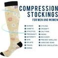 thumbnail image 4 of FREEAMG High Elasticity Compression Socks, High Knee Socks Adult Universal Leisure Relieve Fatigue,Colorful Flowers Travel Daily with Running (2 Pair), 4 of 7