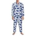 thumbnail image 3 of Naloa Whale Men’s Pajamas Set - Long Sleeve Button Down Sleep Shirt and Pajama Bottoms Sleepwear Set-X-Large, 3 of 7