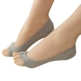 thumbnail image 4 of Peep Toe No Show Socks for Women, Open Toe Invisible Liner Socks with Non-Slip Silicone Grip, Two Finger Toeless Boat Socks, Black, One Size, 4 of 7
