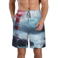 thumbnail image 2 of Uemuo Lighthouse in a Stormy Sea Pattern Men's Swim Trunks Hawaiian Beach Bathing Suit Swimsuits Beach Quick-Dry Shorts with Pockets-XX-Large, 2 of 9