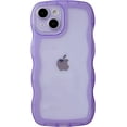 thumbnail image 7 of Solid Color Curly Wave Frame Clear Soft Compatible with iPhone Case (Blue,iPhone Xr), 7 of 7