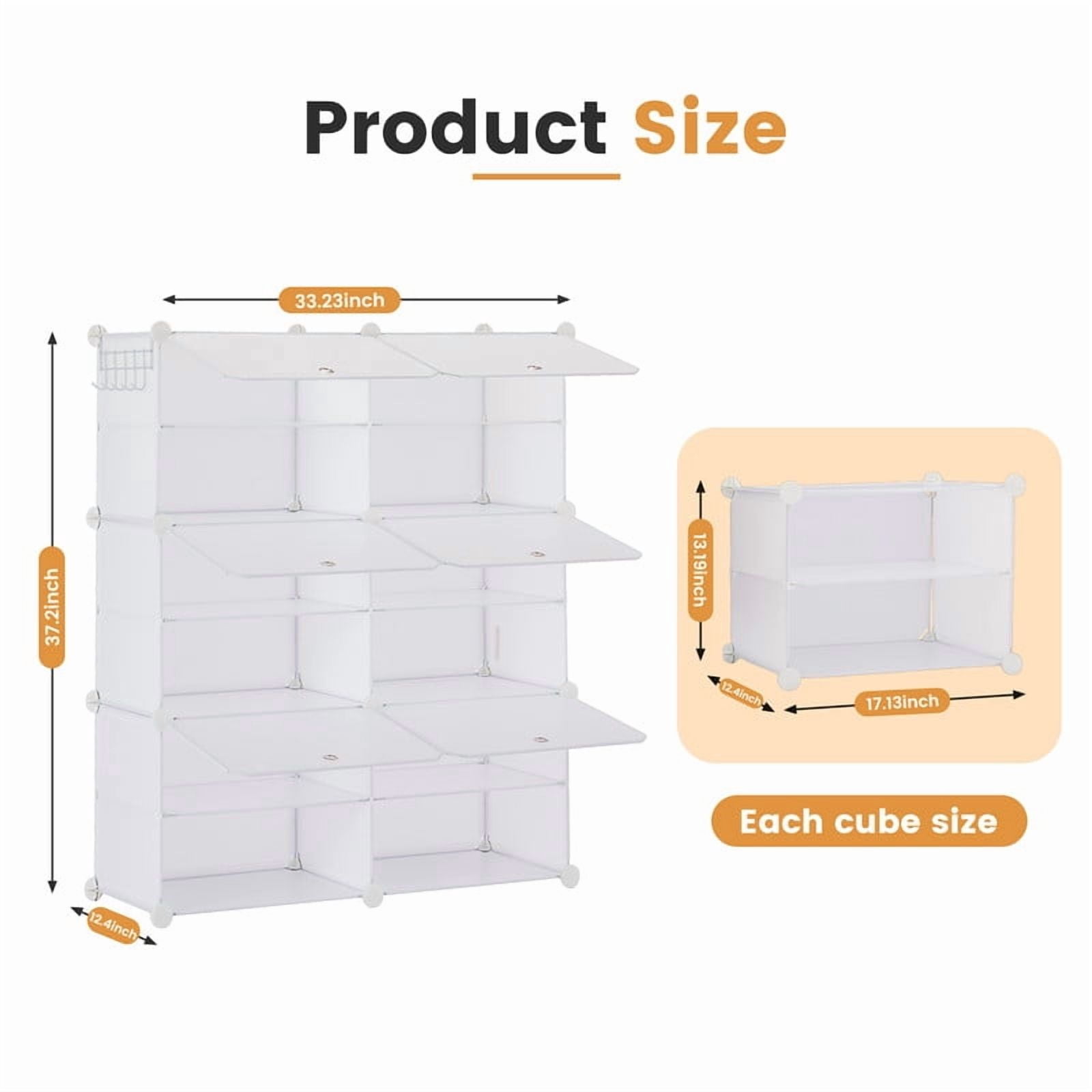 Gianna 3-Tier Shoe Rack with Side Hooks, 24-Pair Capacity Sturdy Metal Frame Storage Organizer, White&Black Plastic Panel Shelf for Entryway, Bedroom&Dressing Room，White