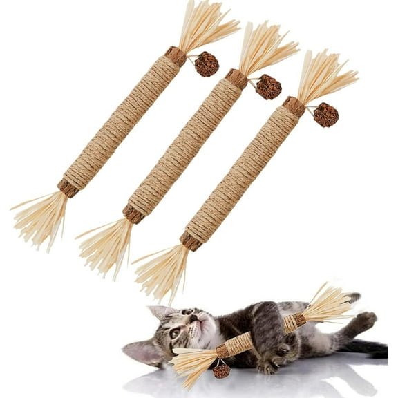 LQQBOX 3Pcs Silvervine Chew Stick Kitten Treat Catnip Toy Kitty Natural Stuff Catnip for Cleaning Teeth Indoor Dental Snack Interactive