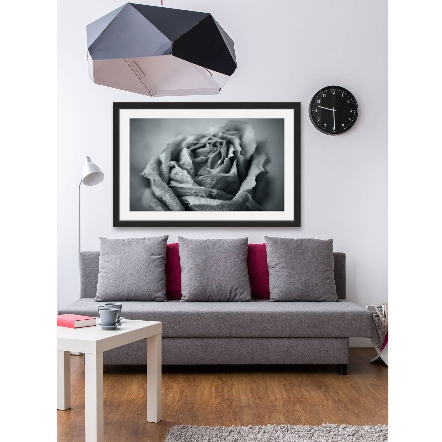 "Classic Rose in Grey" Framed Painting Print