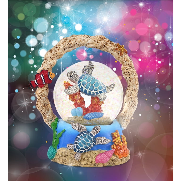 CoTa Global Sea Turtle Coral Snow Globe Decor - Elegant Pink 