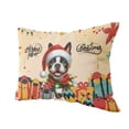 thumbnail image 2 of Merry Christmas Santa Boston Terrier Scarf Twinkling Lights Xmas Holiday Pillow Cushion Double Sided Gentleman Dog Lover Gifts Throw Pillow - 00022, 2 of 4