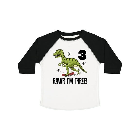 Inktastic 3rd Birthday Dinosaur Skateboarding Boys Toddler T-Shirt