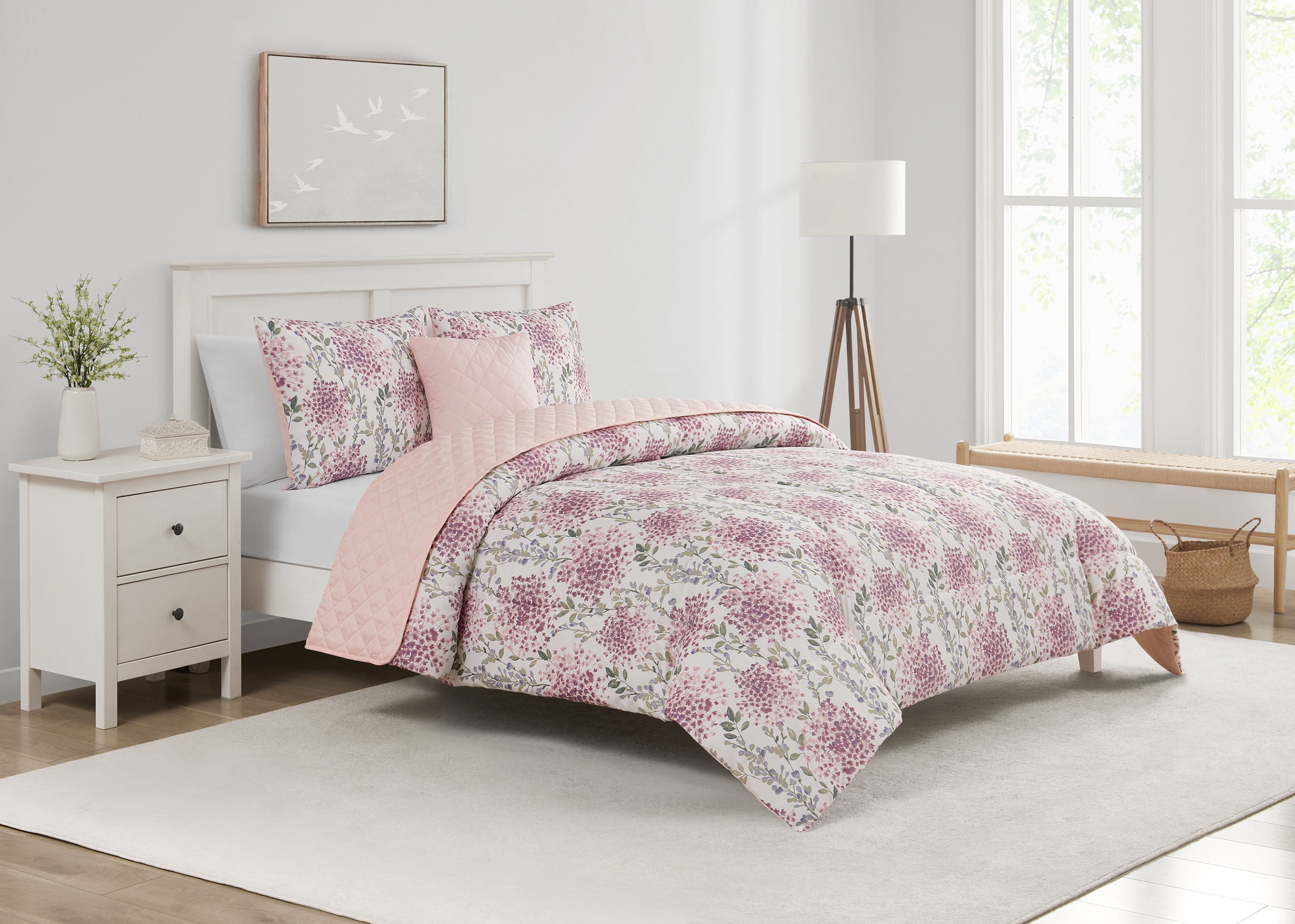 Bed Bath \u0026 Beyond Candice Floral 12-Piece Gray Dahlia Comforter Set, Queen  - Walmart.com, image size:2400x1713