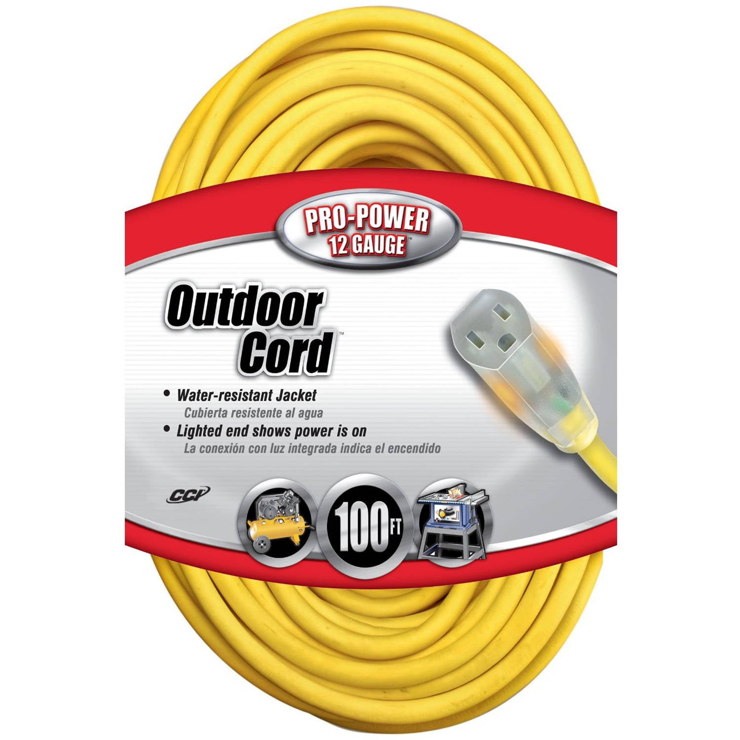 Coleman Cable 02589 12 3 Vinyl Outdoor Extension Cord with Lighted End, 100-Foot by Coleman Cable