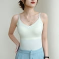 thumbnail image 6 of Summer Tank Tops For Women Plus Size Causal Solid Color Sleeveless Spaghetti strap V-Neck Pullover tops Women Camisoles With Built In Bras Under $7 White M, 6 of 7