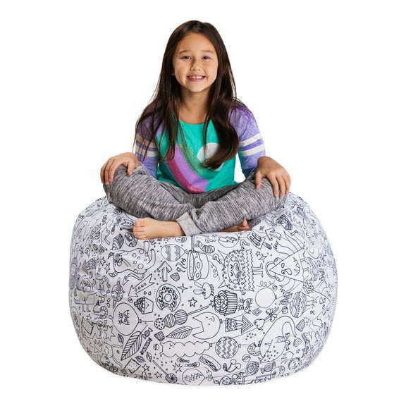 Posh Creations Bean Bag Stuffable Cover - Toy Organizer, Soft Cover, Kids, 3 ft, Canvas