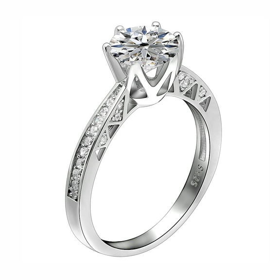 Petra Engagement Ring Solitaire Cz Sterling Silver Womens Ginger Lyne Collection