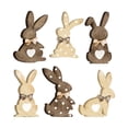 thumbnail image 2 of HaCpiu 6Pcs Bunny Figurine Set, 6.5" Brown Easter Rabbit Ornament with Bows & Polka Dots, Tabletop Bunny Decor for Tables, Home, Gift Giving & Spring Party, 2 of 7