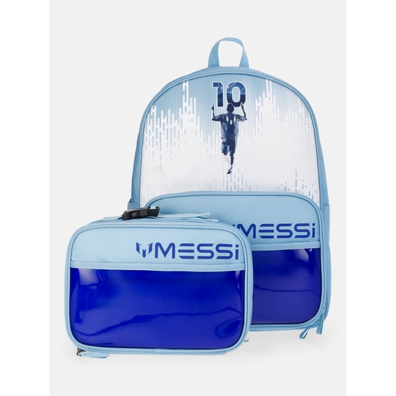 Messi Unisex Kids 16" Backpack with Lunch Box, 2-Piece Set, Blue