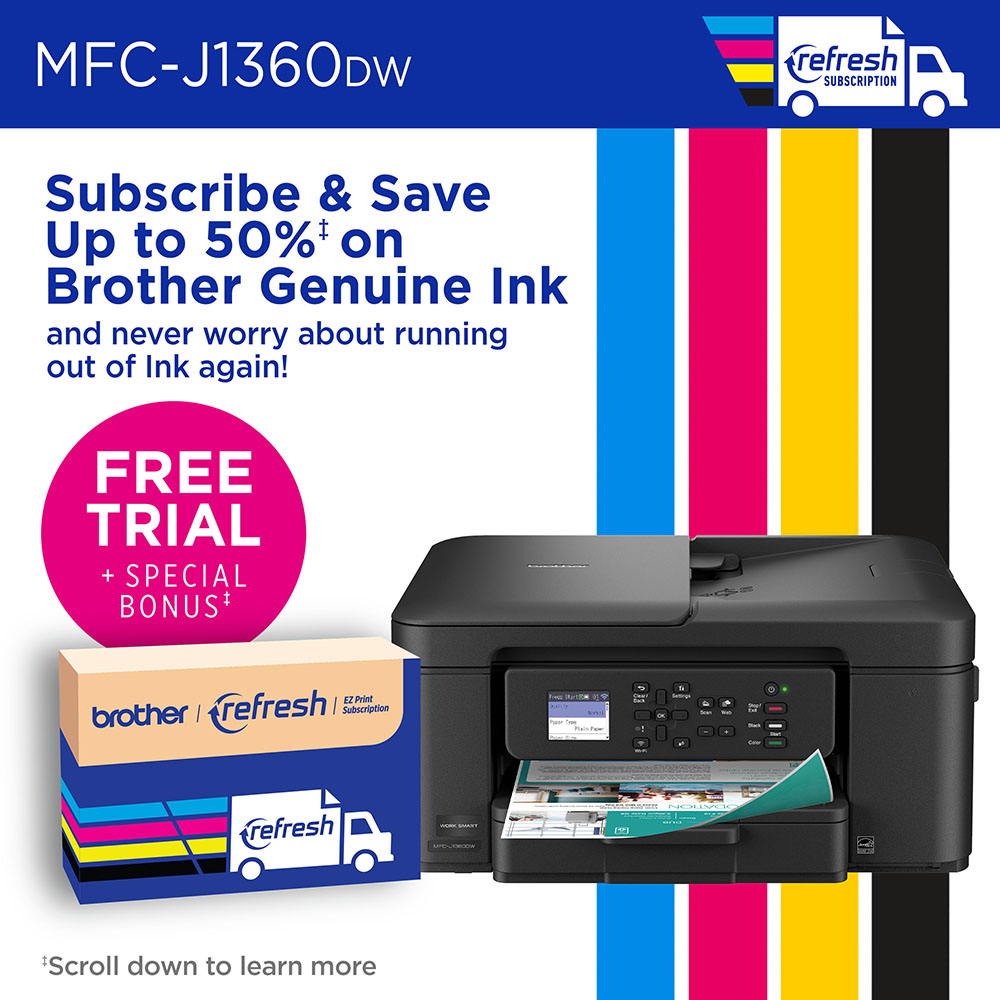 Brother Work Smart 1360 Wireless Color Inkjet All-in-One Printer Bundle with Deco Gear CPS 26 Month Protection Pack, Tech Smart USA Printer Essentials, Deco Essential 6FT Printer Cable and HDMI Cable