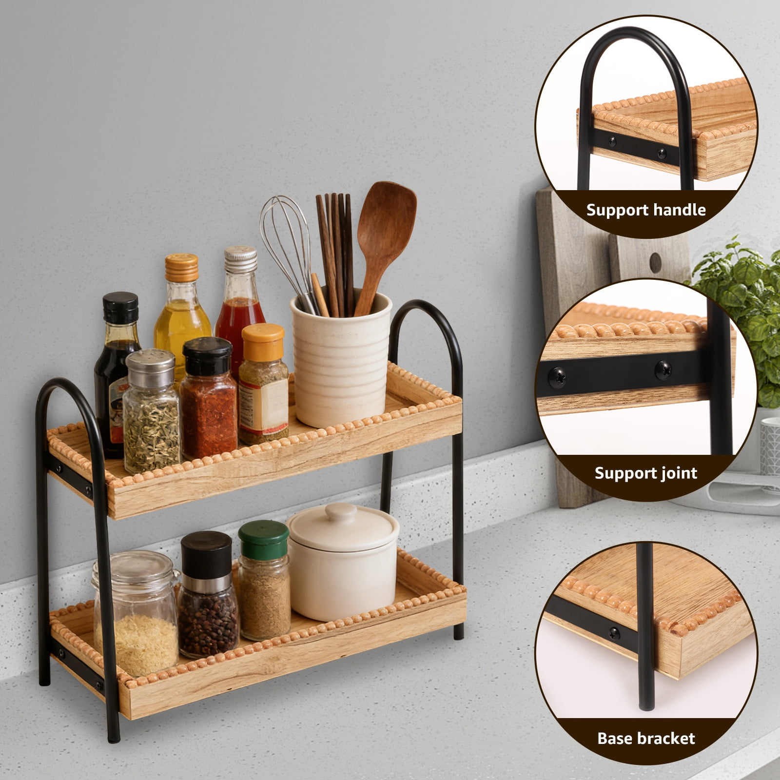 FKSZLL Bathroom Countertop Organizer 2 Tier Kitchen Counter Shelf Rack Caddy Tray Vanity Organizer and Storage for Bathroom Kitchen Coffee Station