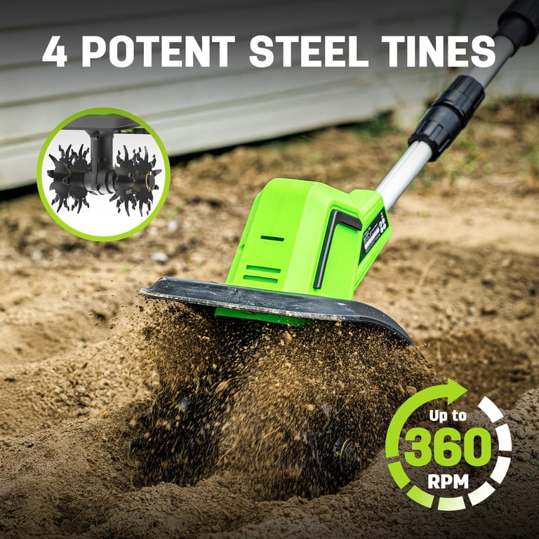 Steelite 21V Cordless Tiller Cultivator, 9-Inch, 2 Batteries photo 3