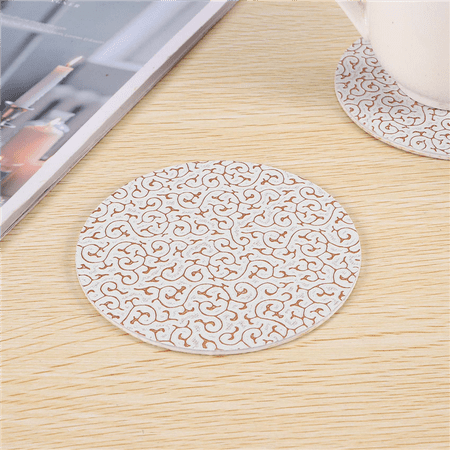 

6PCS PU Leather Marble Coaster Drink Coffee Cup Mat Easy to Clean Placemats Round Tea Pad Table Pad Holder -4