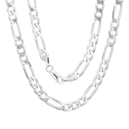 Solid Sterling Silver Figaro Chain .925 Sterling Silver Italian 6mm Figaro Link Solid Necklace Chain 16