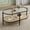 Black+Yellow, variant on 37" Oval Coffee Table,2-Tier Storage Shelf and Metal Frame,Circular End Table with Water-Wave Glass Top, Boho Center Tables for Living Room Bedroom Small Space