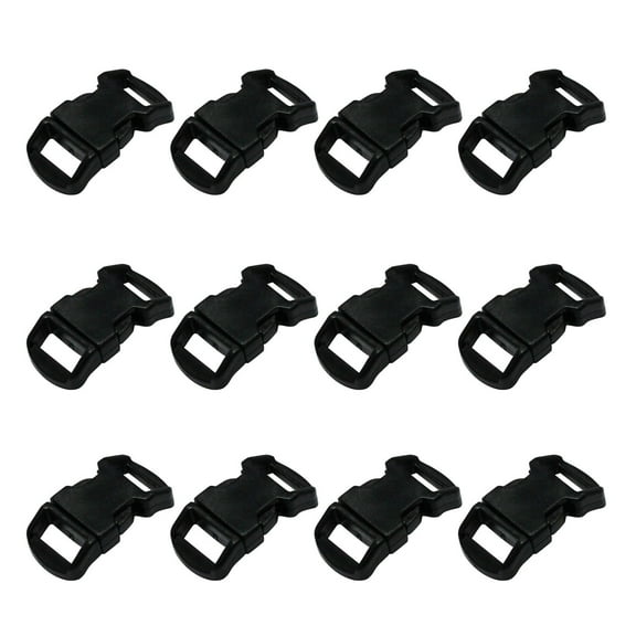 (12 Pack) ASR Outdoor Paracord Bracelet Buckle Set Black 15mm .5 Inch