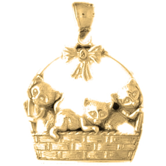10K Yellow Gold Cat Pendant - 27 mm