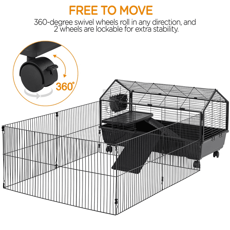 Penn-Plax S.A.M. Small Animal Cage with Wire Body and Plastic Base –  Perfect for Rabbits, Guinea Pigs, Mice, and Many More (Medium, Green) 