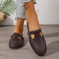 thumbnail image 6 of Bkhluea Women Leather T-Strap Buckle Loafer Flats Comfortable Footwear For Office Casual Outdoor Daily Activities, 6 of 7