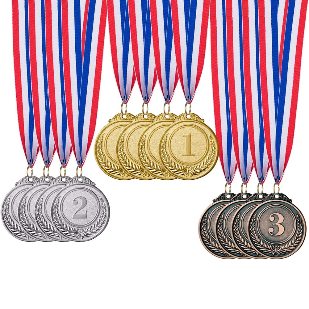Yibooy 30pcs 2inch Gold Silver Bronze Award Medal with Neck Ribbon Winner Medal(Wheat)