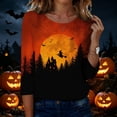 thumbnail image 4 of Domuza Womens Halloween Shirts Fall Casual Crew Neck Three-Quarter Sleeve T-Shirts Horror Novelty Print Vintage Pullover Halloween Costumes-D XL, 4 of 6