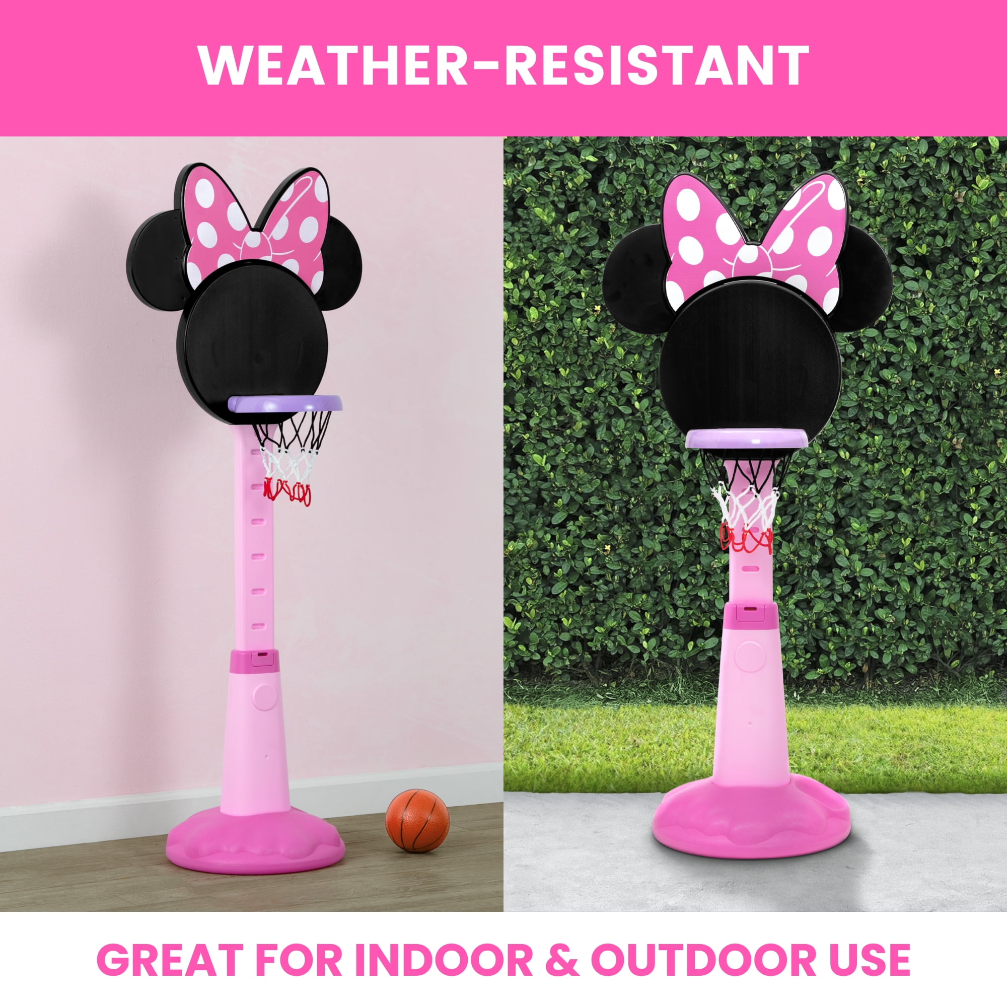 Minnie Mouse Plastic Basketball Set by Delta Children – Includes Basketball Hoop, 1 Basketball and Ball Pump