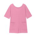 thumbnail image 5 of Jinhomg Girls Summer T-Shirts Oversized Comfy Half Sleeve Onesie Jumpsuits Casual Loose Solid Crew Neck Workout Athletic Romper Daily Wear Clearance Items for Kid Pink 13 Years, 5 of 10