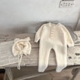 thumbnail image 4 of FAOWME Baby Girls Romper Cute Warm Long Sleeved Furry Wrap Children Onesie With Cute Cap White 0-3 Months, 4 of 4