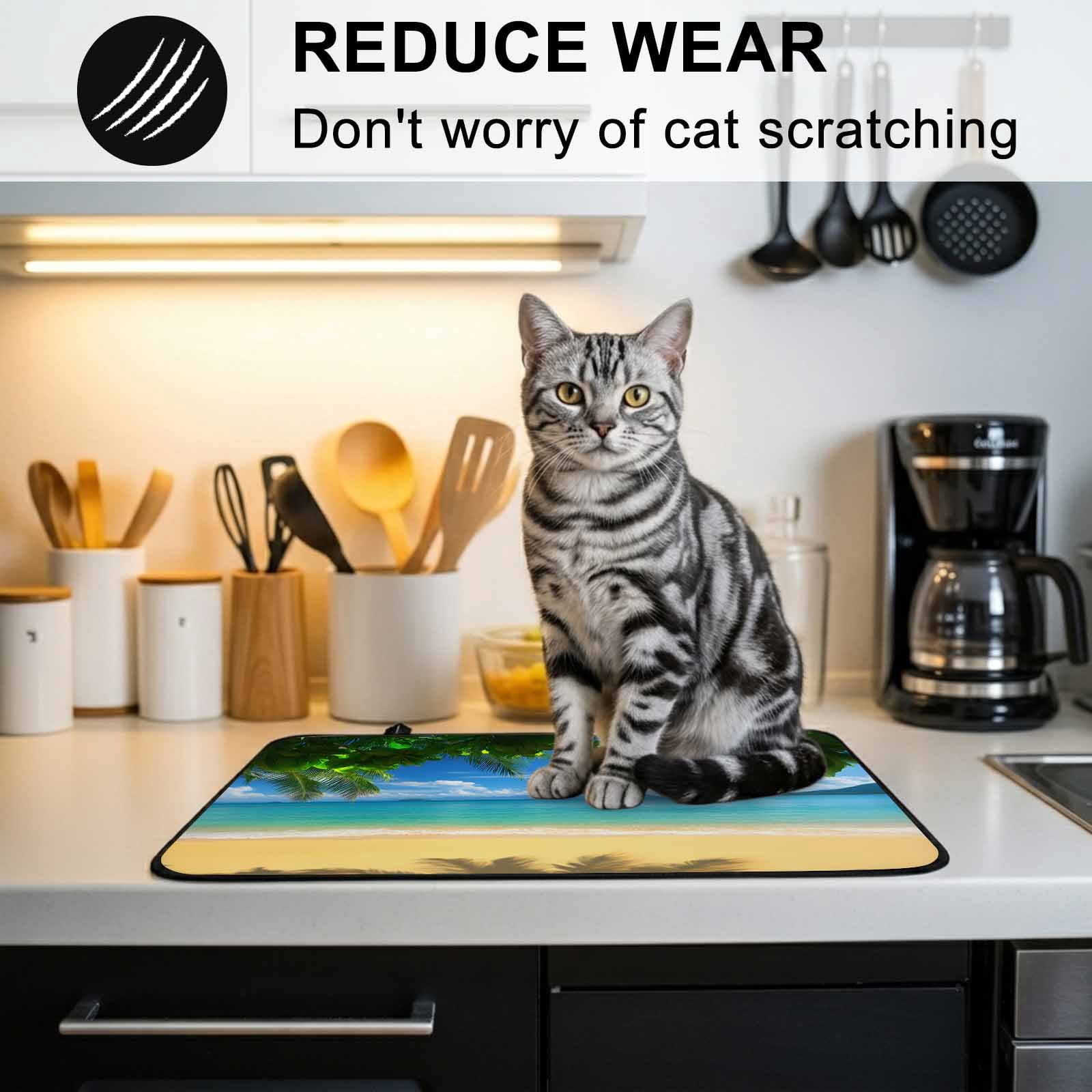 Ocean Beach Stove Top Cover for Electric Stove, Heat-proof & Non Slip Glass Top Stove Cover Protector, Blue Sea Shoreline Coconut Coastal Palm Tree Kitchen Flat Cooktop Rubber Mat 24x21 Inches