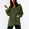 thumbnail image 4 of Dasayo Open Front Women's Tops and Blouses Long Sleeve Fall Green Solid Pocket Cardigans Women Blouses and Shirts L, 4 of 8