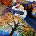 thumbnail image 4 of Homewish Vintage Colorful Glass 7 Pieces Bedding Comforter Set,Multicolor Tree Of Life Full Bedding Set,Modern Artistic Fitted Sheet Flat Sheet For Adults,Ultra Soft Home Decor Reversible, 4 of 8