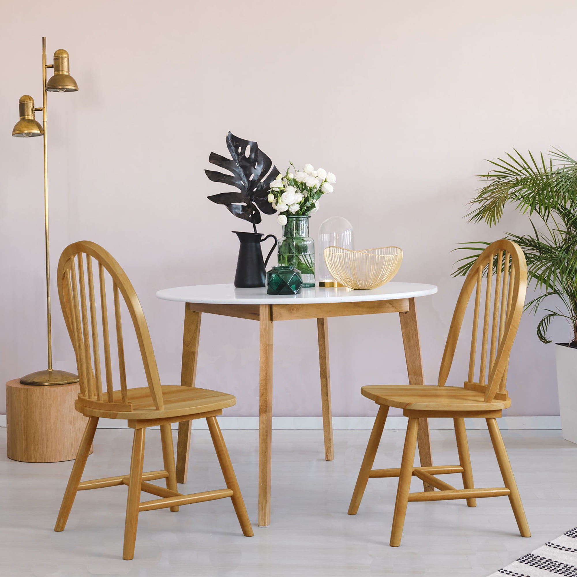 Costway Set of 4 Vintage Windsor Dining Side Chair with Curved
