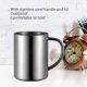 thumbnail image 5 of Tazas de café para acampar, taza irrompible de acero inoxidable de doble pared con asa, juego de 2, 5 of 5