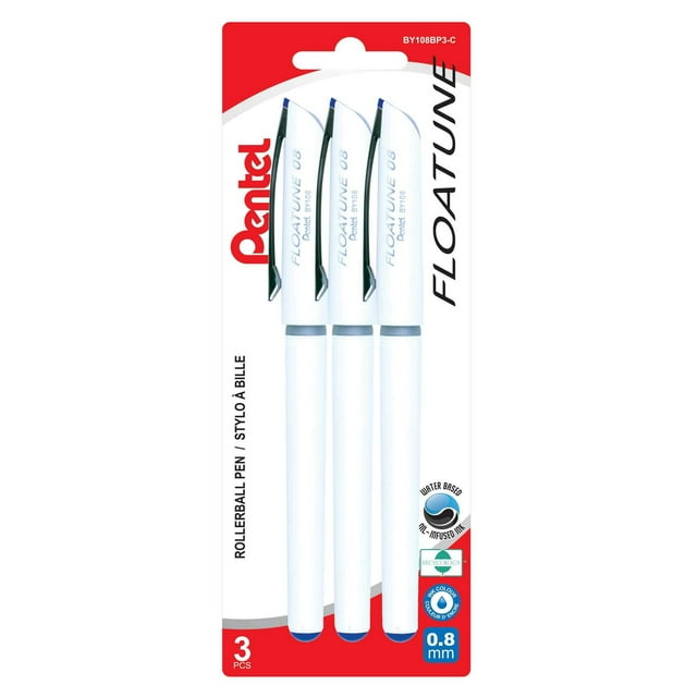 Pentel Floatune Stylo à Bille 0,8mm Encre Bleue paquet de 3