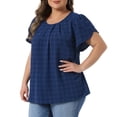 thumbnail image 2 of DARING DIVA Women's Plus Swiss Dot Crew Neck Tulip Top 1X Blue, 2 of 6