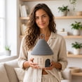 thumbnail image 3 of Cute House Shape Rope Storage Basket with Lid,Soft Breathable,Tapered House Roof Lid with Top Hanging Loop,Large Capacity Neat Storage Space(Gray), 3 of 7