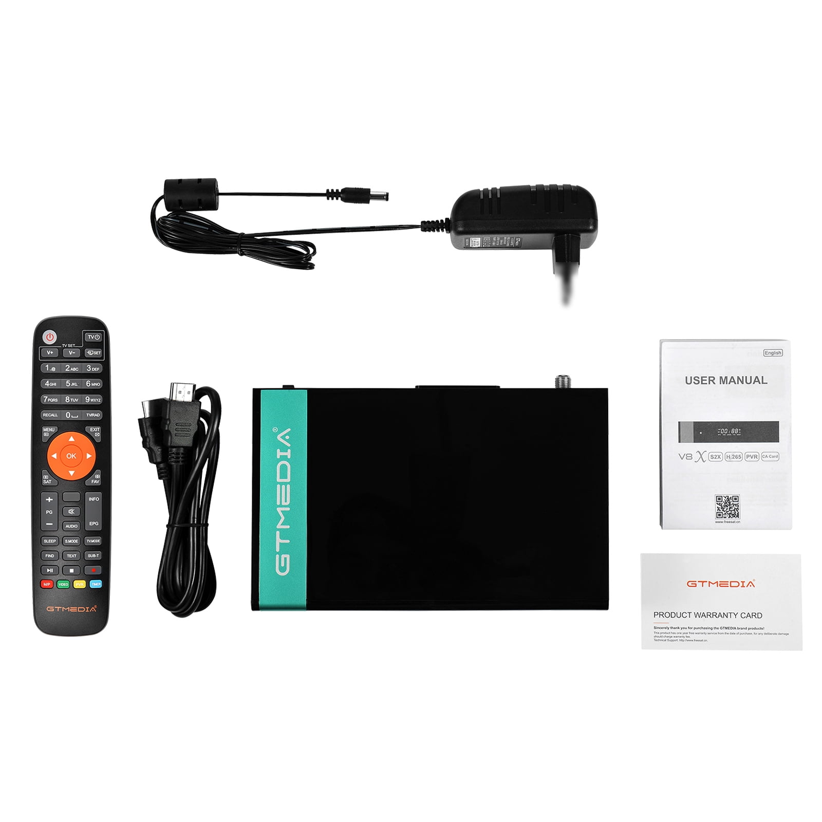 GT Media V8X Digital Satellite Receiver, DVB-S/S2/S2X HD 1080P Free to Air TV Decoder Built in WiFi FTA Sat Decoder
