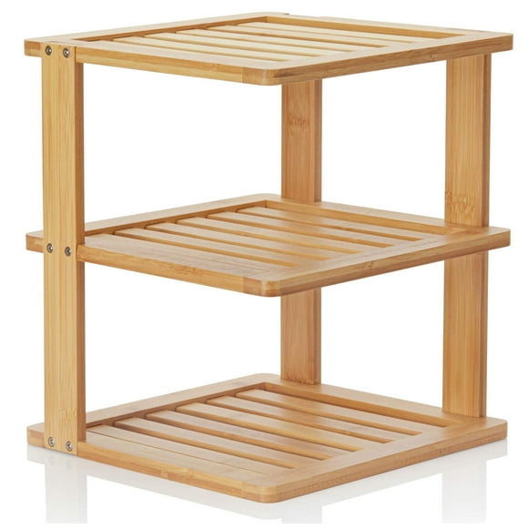 Estantería de esquina BERYLAND de bambú de 3 niveles, 25 x 25 cm, cocina y baño