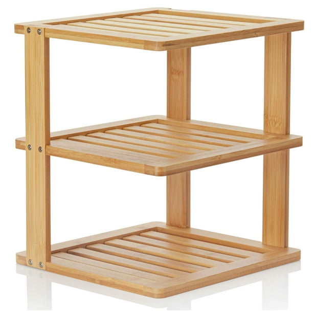 Estantería de esquina BERYLAND de bambú de 3 niveles, 25 x 25 cm, cocina y baño