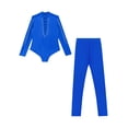 thumbnail image 3 of Manyakai Justaucorps de Gymnastique à Manches Longues avec Strass pour Garçons, Haut Classique Unitard Tango Samba Rumba Dancewear Bleu 12, 3 of 6