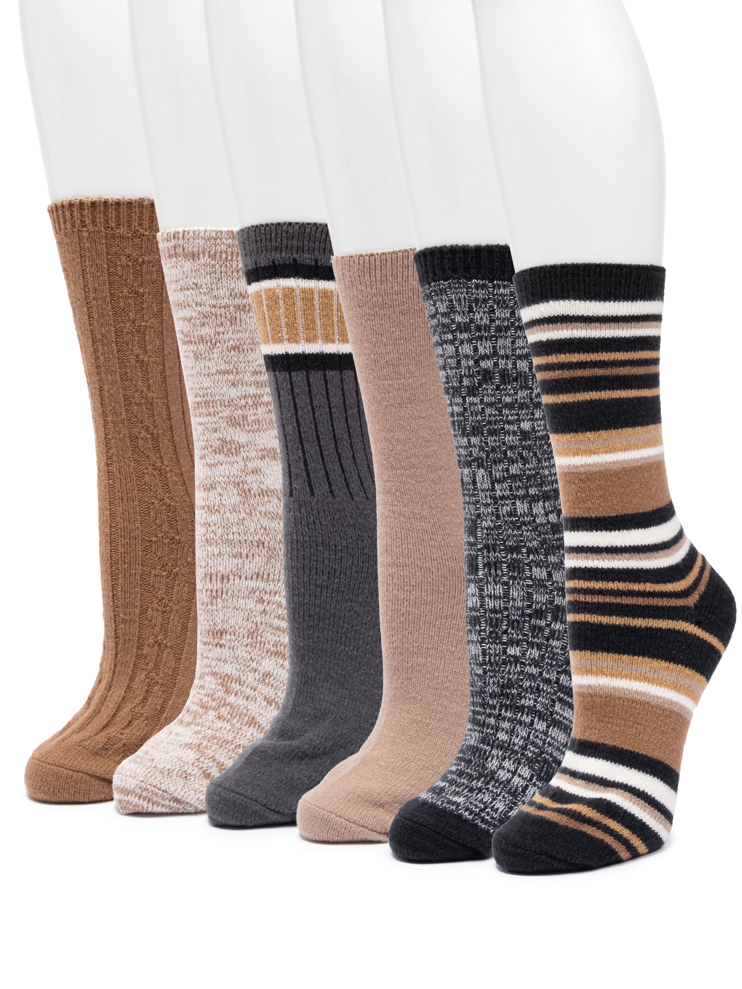 MUK LUKS Women's Fluffy Dream Crew Socks, 6-Pack, One Size