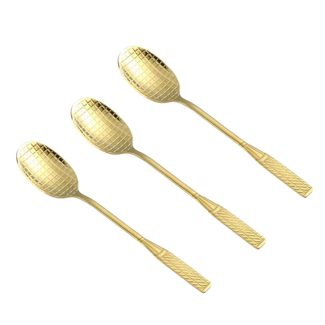3pcs Stainless Steel Ice Cream Spoons Tennis Racket Shape Coffee Spoon Creative Stirrer Tableware (Golden)