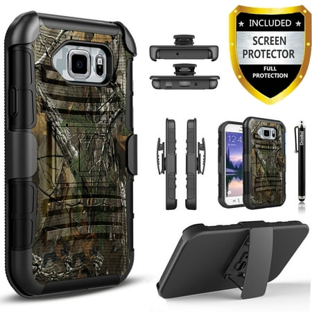 Samsung Galaxy S7 Active Case, Dual Layers [Combo Holster] Case And Built-In Kickstand Bundled with [Premium Screen Protector] Hybird Shockproof And Circlemalls Stylus Pen For Galaxy S7 Active